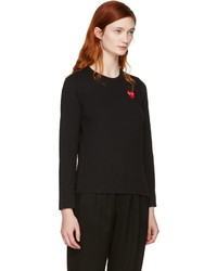 Comme des Garcons Play Black Long Sleeve Heart Patch T Shirt