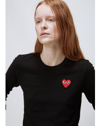 Comme des Garcons Play Black Long Sleeve Red Heart T Shirt