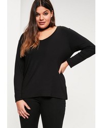 Missguided Plus Size Black Long Sleeve Boyfriend T Shirt