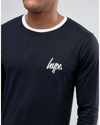 Hype Ringer Long Sleeve T Shirt In Black