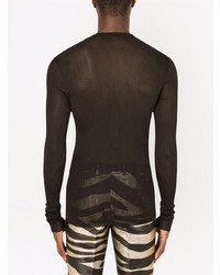 Dolce & Gabbana Semi Sheer Ribbed Long Sleeve Top