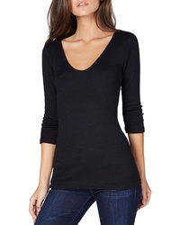 Michael Stars Shine Doubled Front V Neck Top
