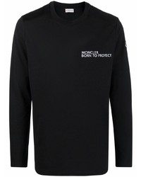 Moncler Slogan Embroidered Long Sleeve T Shirt