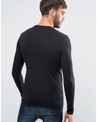 Farah Southall Super Slim Muscle Fit Long Sleeve T Shirt Black