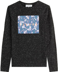Carven Stretch Cotton Longsleeve T Shirt With Logo Patchwork