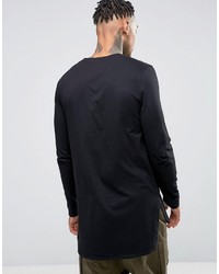 Asos Super Longline Long Sleeve T Shirt With Curved Step Hem