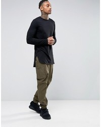 Asos Super Longline Long Sleeve T Shirt With Curved Step Hem