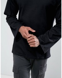 Asos Tall Oversized Long Sleeve T Shirt In Heavy Jersey Wide Sleeve In Black