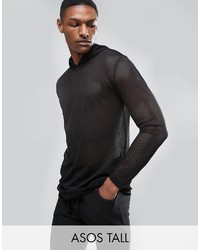 Asos Tall Oversized Long Sleeve T Shirt With Hood In Mesh