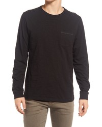 Roark Well Worn Organic Cotton Long Sleeve Pocket T Shirt In Black At Nordstrom