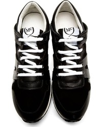 McQ Alexander Ueen Black Leather Suede Low Top Sneakers