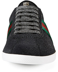 Gucci Bambi Web Low Top Sneaker With Stud Detail Black