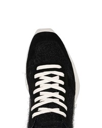 Rick Owens Black And White Sisyphus Shearling Sneakers