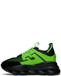 Versace Black Green Chain Reaction Sneakers