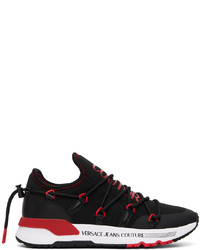 VERSACE JEANS COUTURE Black Red Dynamic Sneakers