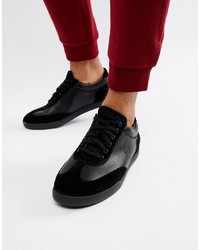 Polo Ralph Lauren Cadoc Leather Suede Trainers In Black