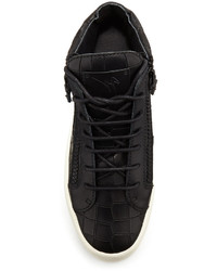 Giuseppe Zanotti Croc Embossed Low Top Sneaker Black