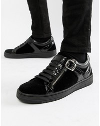 House of Hounds Hydra Low Top Trainers In Black Velvet
