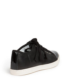 Lanvin Leather Ribbon Lace Up Low Top Sneakers