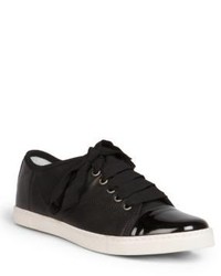 Lanvin Leather Ribbon Lace Up Low Top Sneakers