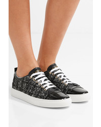 Lanvin Patent Leather Trimmed Tweed Sneakers Black
