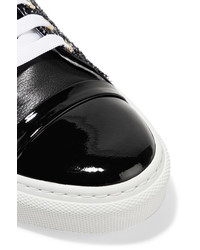 Lanvin Patent Leather Trimmed Tweed Sneakers Black