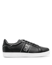 Ea7 Emporio Armani Perforated Logo Stripe Low Top Sneakers