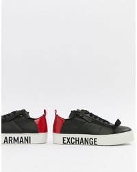 Armani Exchange Platform Trainers With Contrast Heel And Red