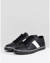 Asos Retro Sneakers In Black With White Stripe