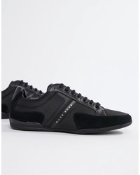 BOSS Spacit Nylon Suede Trainers In Black