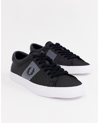 Fred Perry Underspin Two Tone Poly Trainers In Black