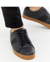 ASOS DESIGN Wide Fit Trainers In Black With Gum Sole