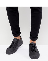 ASOS DESIGN Wide Fit Trainers In Black With Toe Cap