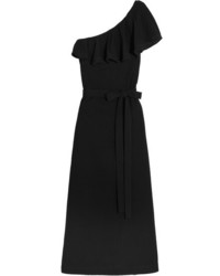 Lisa Marie Fernandez Arden One Shoulder Polka Dot Cotton Voile Maxi Dress Black