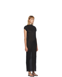 Jil Sander Black Pleated Turtleneck Dress