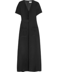 Frame Le Wrap Silk Charmeuse Maxi Dress Black