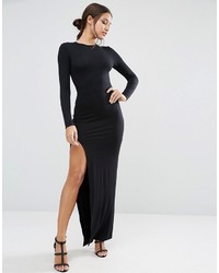 Asos Long Sleeve Maxi Bodycon Dress With Curved Split