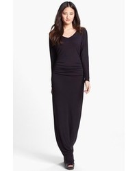 Loveappella Dolman Sleeve Ruched Maxi Dress Black Small P