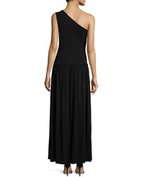 Michael Kors Michl Kors Collection One Shoulder Pleated Skirt Maxi Dress Black