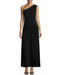 Michael Kors Michl Kors Collection One Shoulder Pleated Skirt Maxi Dress Black