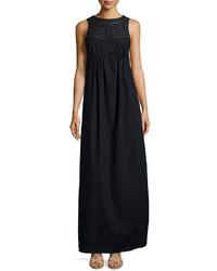 Susana Monaco Perforated Trim Sleeveless Maxi Dress Black