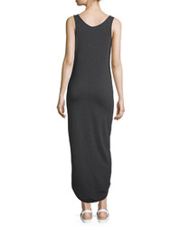 Neiman Marcus Shirttail Hem Sleeveless Maxi Dress Black