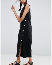 Asos Sleeveless Maxi Dress With Popper Detail