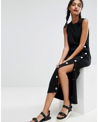 Asos Sleeveless Maxi Dress With Popper Detail