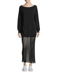 Alexander Wang T By Cotton Silk Pullover Maxi Dress Black