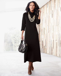 Joan Vass Turtleneck Maxi Dress Petite Black