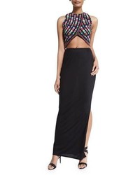 6 Shore Road By Pooja Temple Embroidered Crop Top With Maxi Skirt