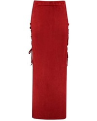 Boohoo Alandria Lace Up Side Suedette Maxi Skirt