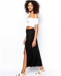 Vero Moda Full Maxi Skirt With Split Black
