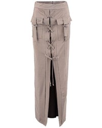 Boohoo Giselle Lace Up Front Pocket Detail Maxi Skirt